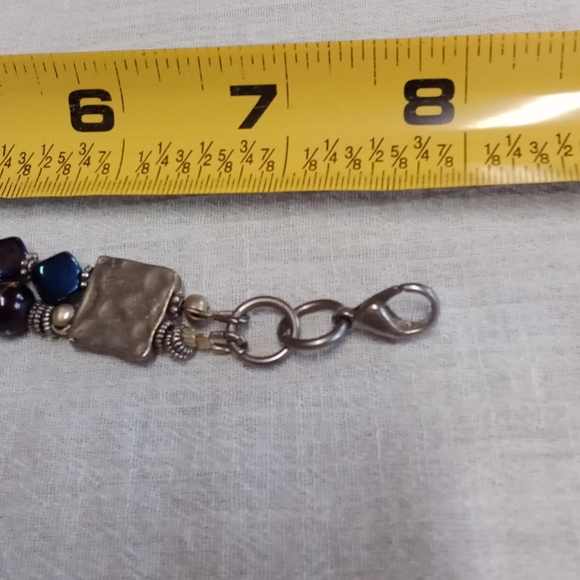 Silver and Purple Beaded Bracelet - Picture 3 of 3